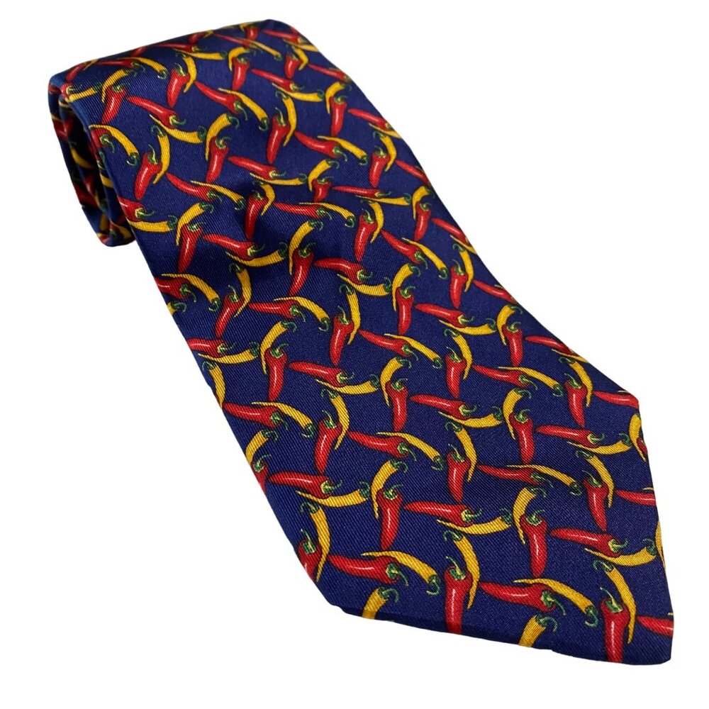 Lands‎ End Mens Hot Chili Peppers Necktie Novelty Whimsy Career Office Business